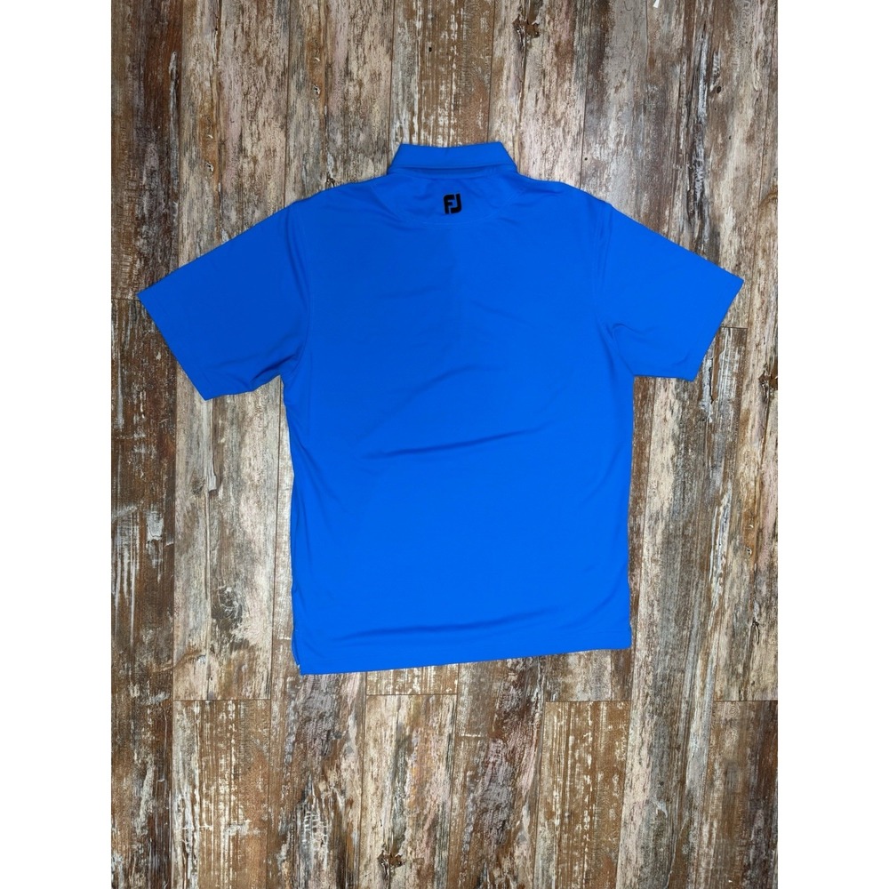 Mens Footjoy FJ Blue Button Collar Golf Polo Shirt Size Large Stretch - Picture 2 of 9